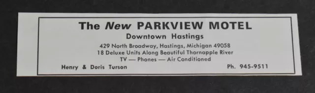 Parkview Motel - 1968 Print Ad (newer photo)